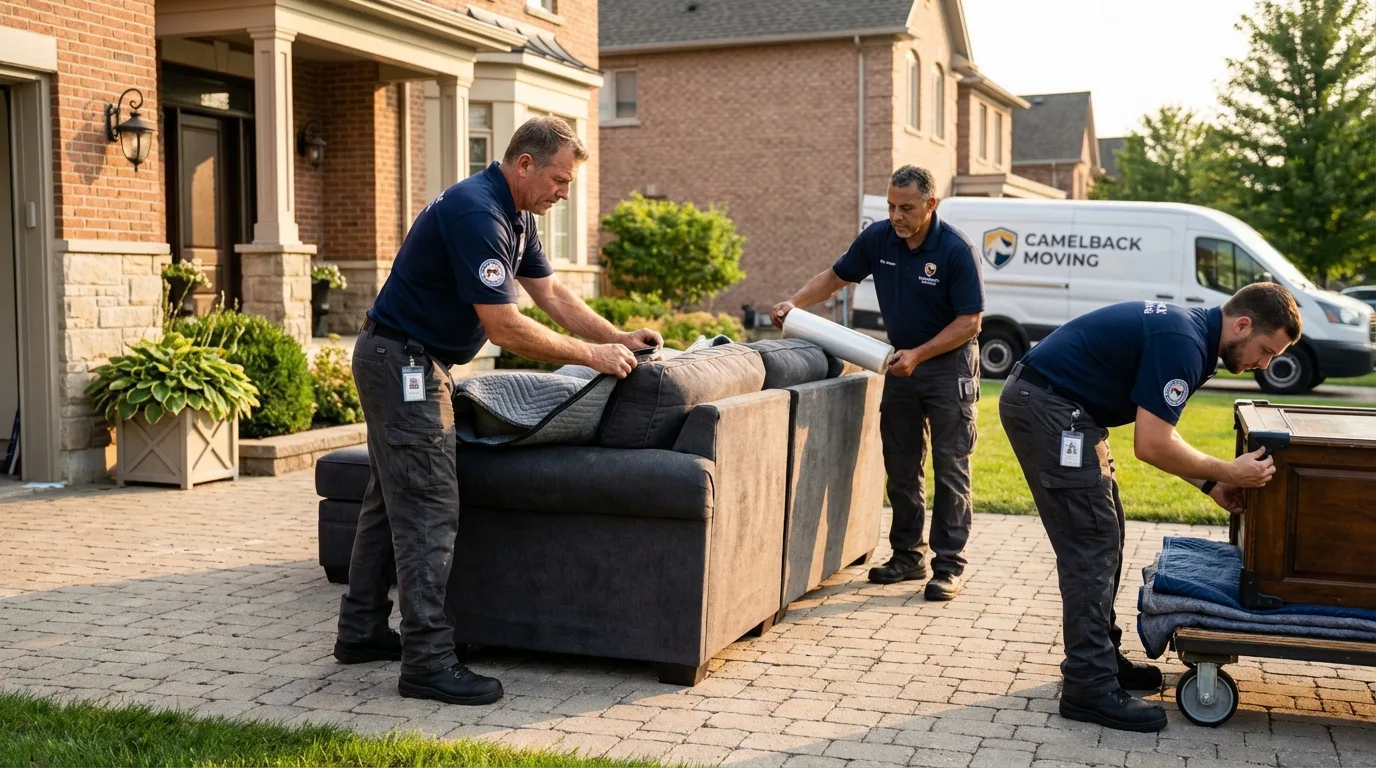 Large estate moving crew wrapping furniture in Tiffin, IA