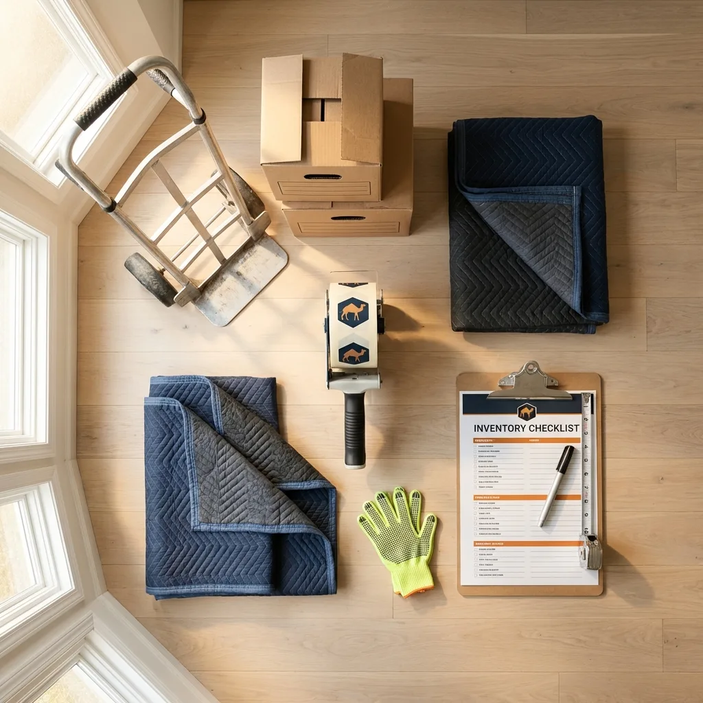 Professional moving supplies and packing materials layout for Tiffin residential relocations